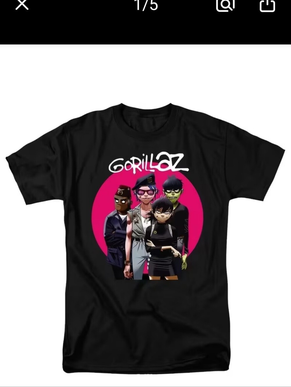 GORILLAZ Black Graphic Crew Neck T-Shirt